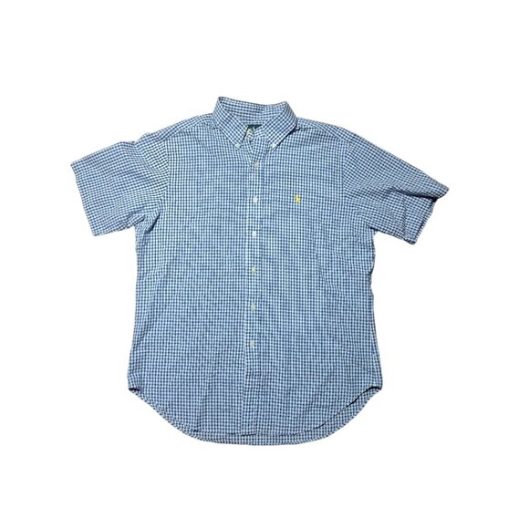 Ralph Lauren‎ Gingham Classic Fit Button Up Shirt Men's L Blue - Picture 5 of 6